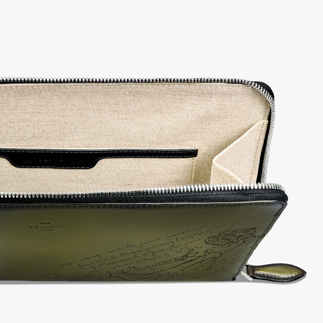 Nino GM Scritto Leather Clutch, NERO CAVIAR, hi-res 6