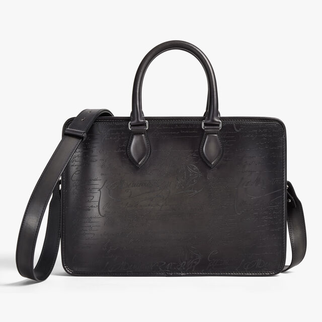 Un Jour Mini Scritto Leather Briefcase, NERO GRIGIO, hi-res 3