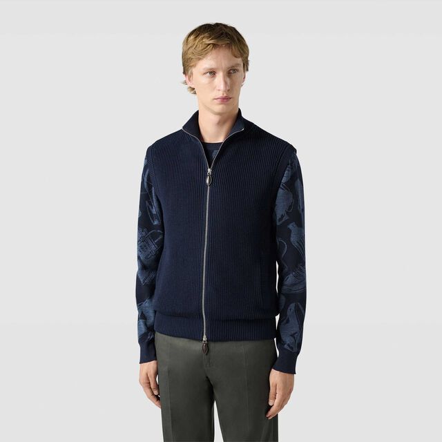 Cotton Silk English Ribs Bodywarmer, COLD NIGHT BLUE, hi-res 2