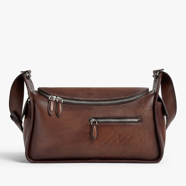 Périple Barrel Bag In Scritto Leather, SOFT BROWN, hi-res 1