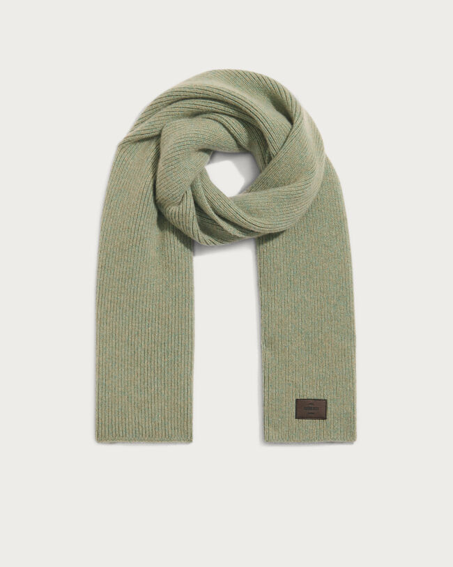 Scarf with Leather Detail, Dry Moss, hi-res