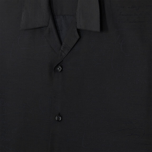 Silk & Cotton Scritto Short Sleeves Shirt, NOIR, hi-res 6