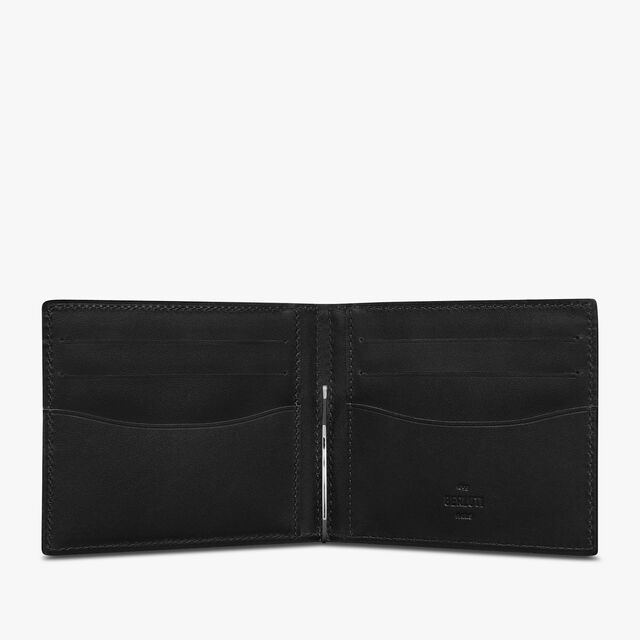 Figure Scritto Leather Compact Wallet, NERO GRIGIO, hi-res 3