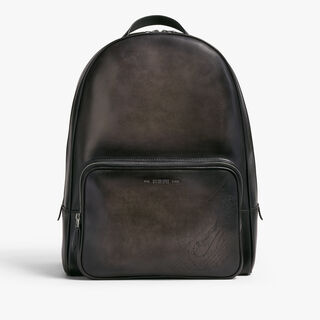 Time Off Scritto Leather Backpack, NERO GRIGIO, hi-res