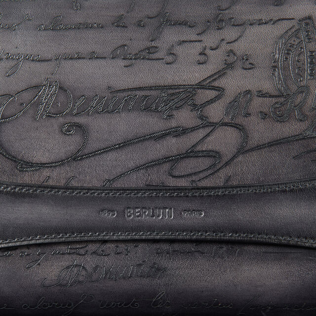 Pochette Zippée Tersio En Cuir Scritto, NERO GRIGIO, hi-res 5