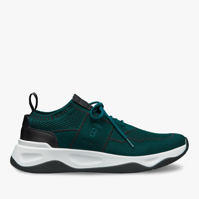 Shadow Knit And Leather Sneaker, DARK GREEN, hi-res 1
