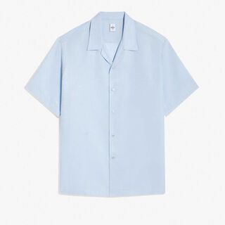 Cotton Silk Scritto Short Sleeves Shirt, SKY BLUE, hi-res