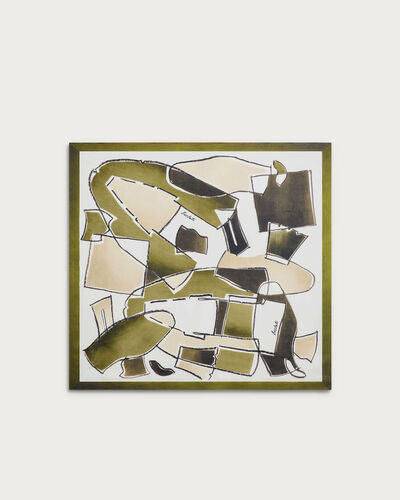 Shoe Collage Scarf, Optical White & Shoe Pattern Gre, hi-res