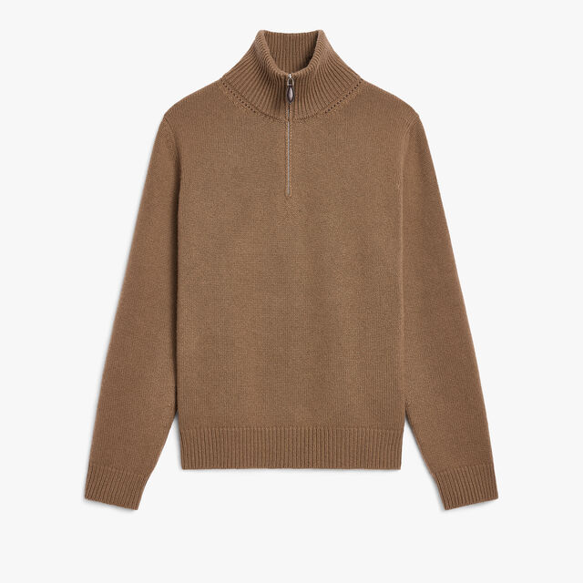 Leather Braiding Half Zip, WALNUT, hi-res 1