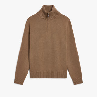 Leather Braiding Half Zip, WALNUT, hi-res