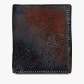 Jagua Scritto Leather Card Holder, CHARCOAL BROWN, hi-res