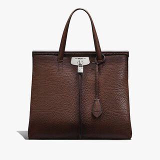 Luti 38 Leather Tote Bag, DARK BROWN, hi-res