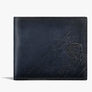 Makore Scritto Leather Compact Wallet, INDIGO DENIM, hi-res