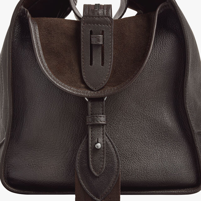 Overnight Travel Bag In Leather, DARK BROWN, hi-res 8
