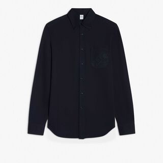 Pique Shirt With Scritto Pocket, COLD NIGHT BLUE, hi-res