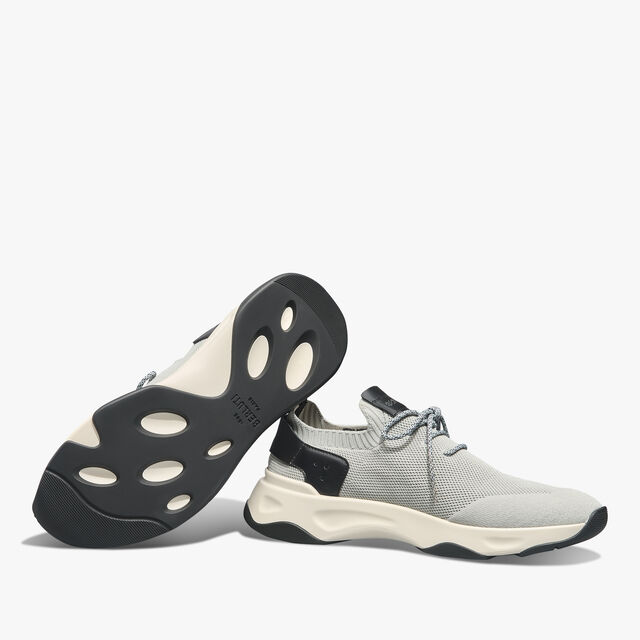 Shadow Scritto Knit And Lagoon Calf Sneaker, LIGHT GREY, hi-res 4