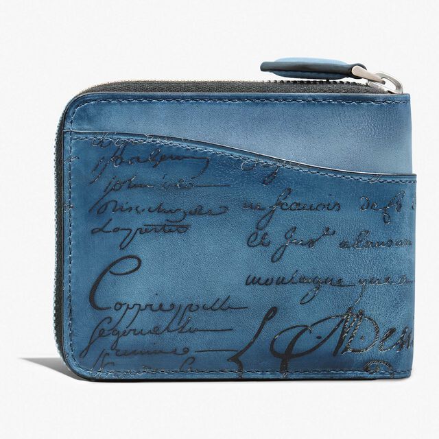 Itauba Square Scritto Leather Zipped Wallet, IRIS, hi-res 2
