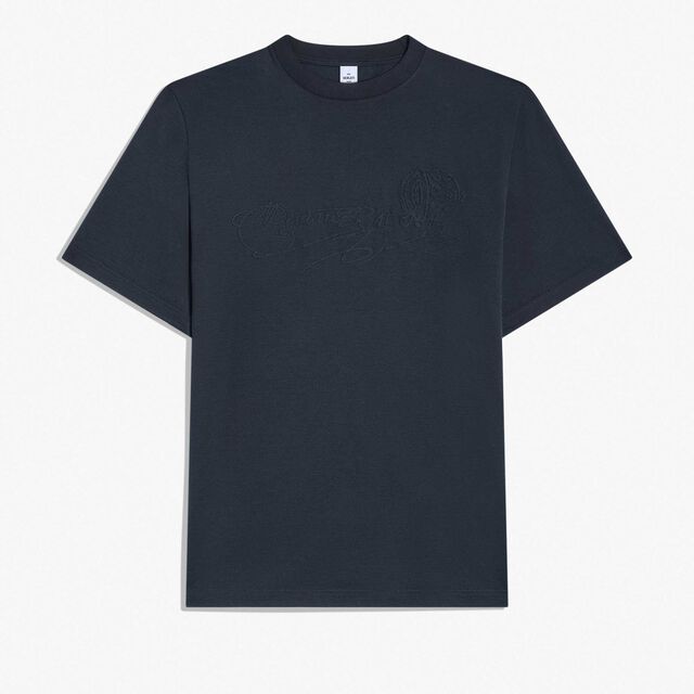 Suede Effect Scritto T-Shirt, COLD NIGHT BLUE, hi-res 1