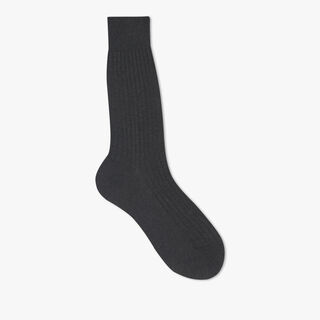 Cotton Ribbed Socks, CARBON GREY, hi-res