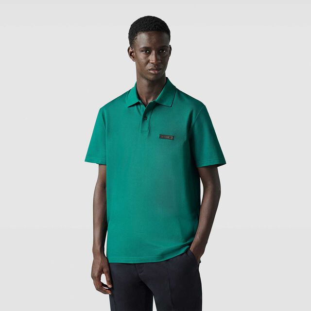 Classic Pique Leather Tab Polo, LEISURE VALLEY GREEN, hi-res 2