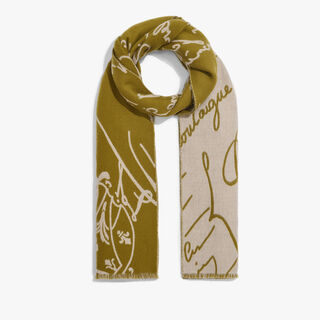 Wool Scritto Scarf, CITRUS GREEN, hi-res