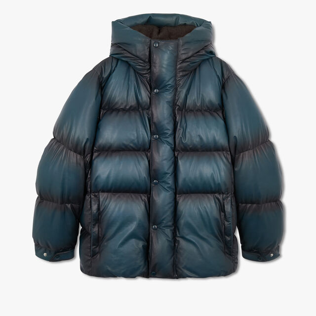 Patina Leather Down Jacket, DARK GREYISH BLUE, hi-res 1