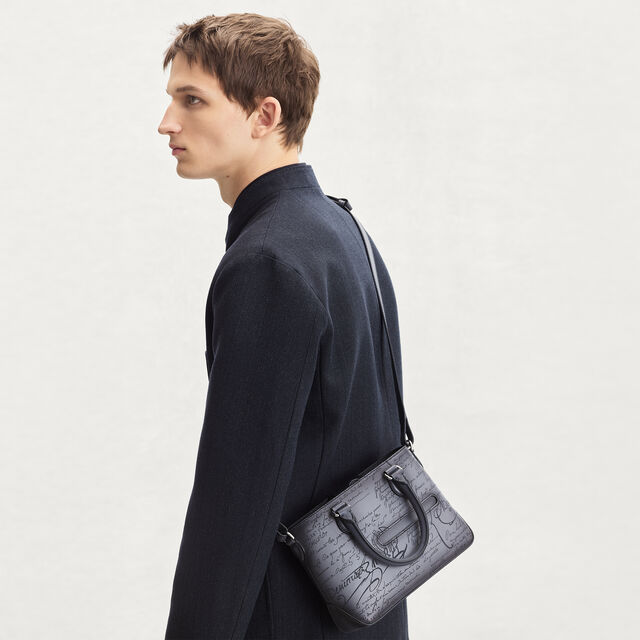 Toujours Gulliver Scritto Leather Messenger, LIGHT ALUMINIO, hi-res 2
