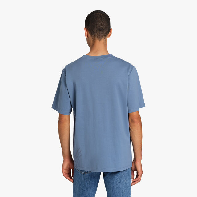 T-shirt Avec Broderie Scritto, STORM BLUE, hi-res 3