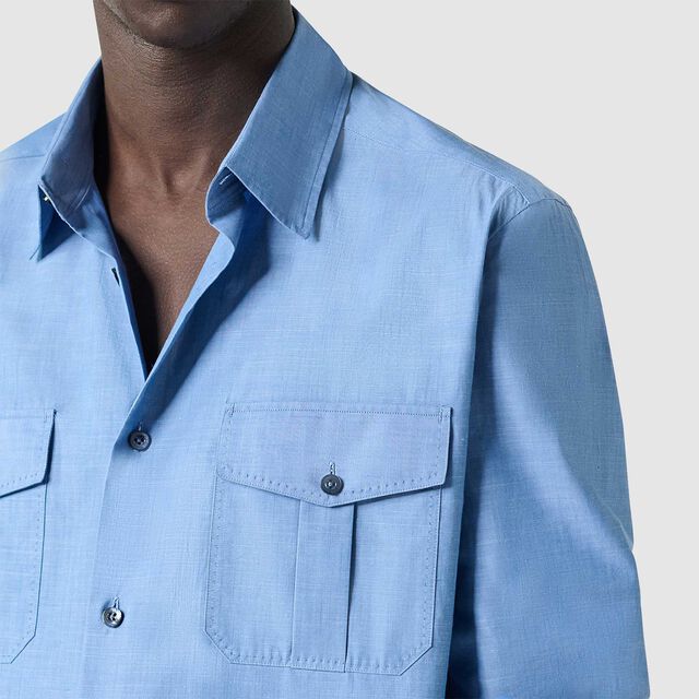 Military Linen Shirt, PASTEL CHAMBRAY, hi-res 5