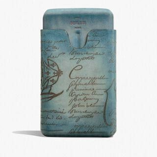 Cigar Case 4 Scritto Leather, STONE DENIM, hi-res