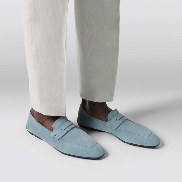 Lorenzo Drive Camoscio Leather Loafer, STONE DENIM, hi-res 7