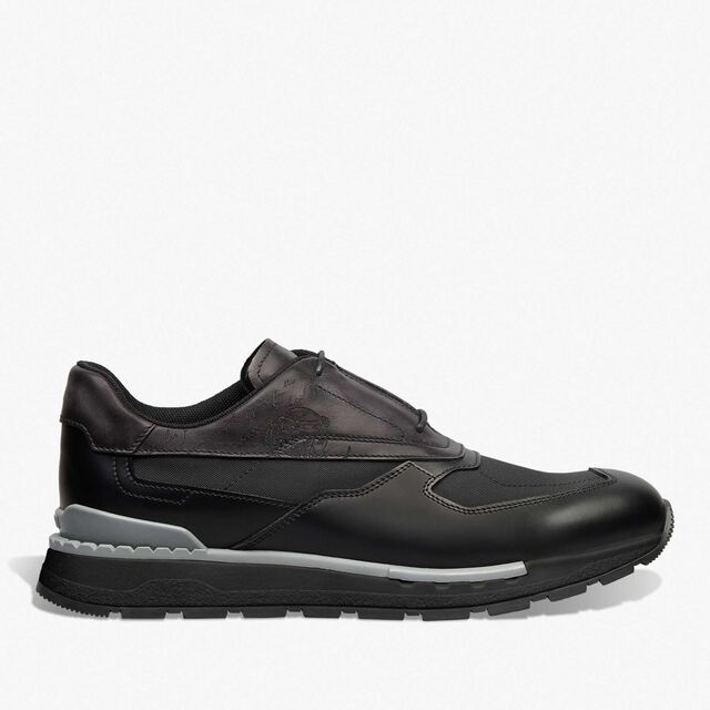 Fast Track Scritto Leather And Nylon Sneaker, NERO GRIGIO, hi-res 1