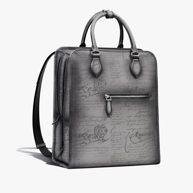 Premier Jour Scritto Leather Backpack, LIGHT ALUMINIO, hi-res 2