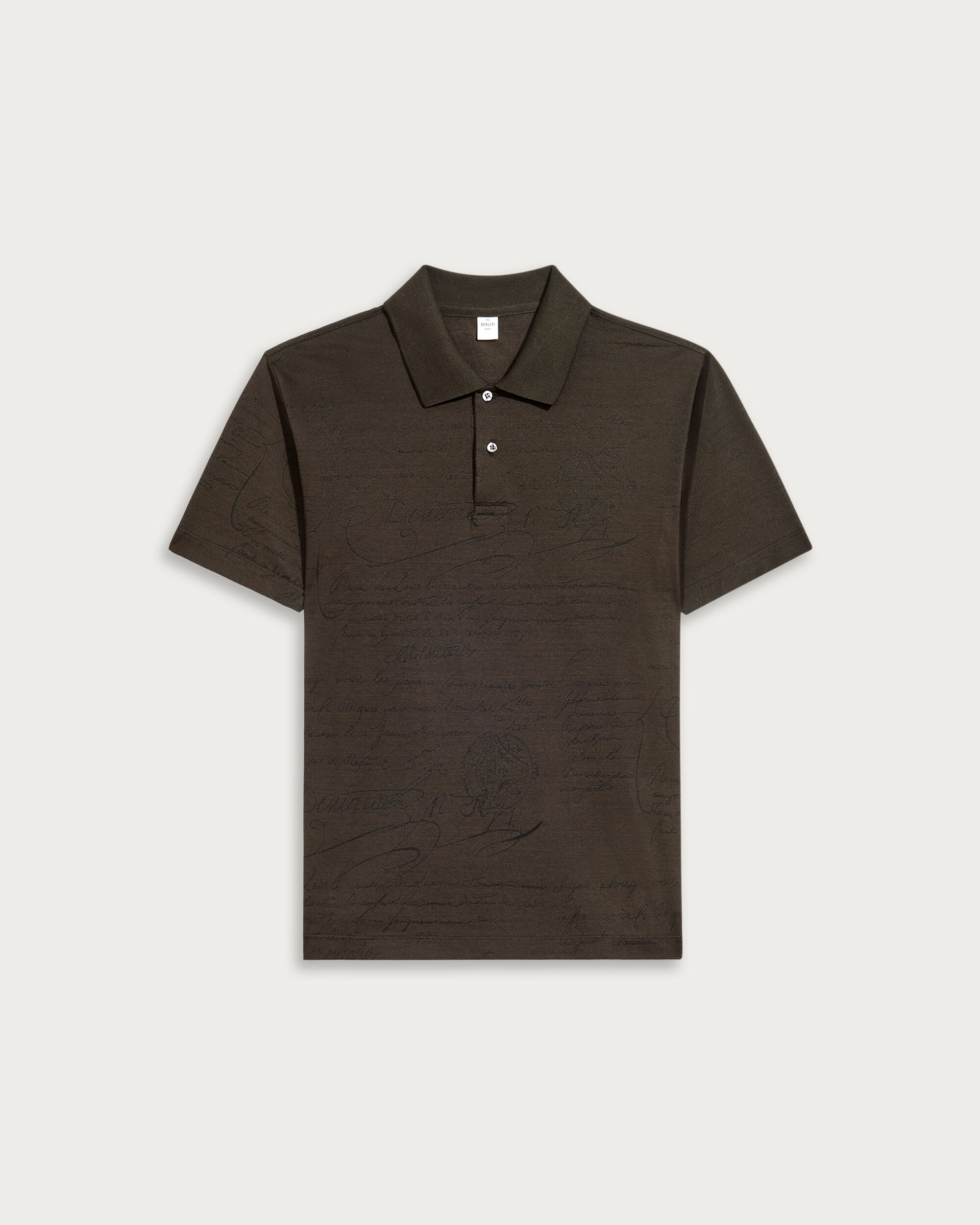 Scritto Pattern Piqué Polo, Earth Brown, hi-res
