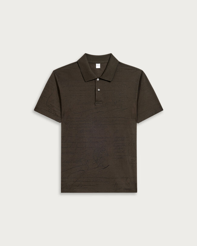 Scritto Pattern Piqué Polo, Earth Brown, hi-res