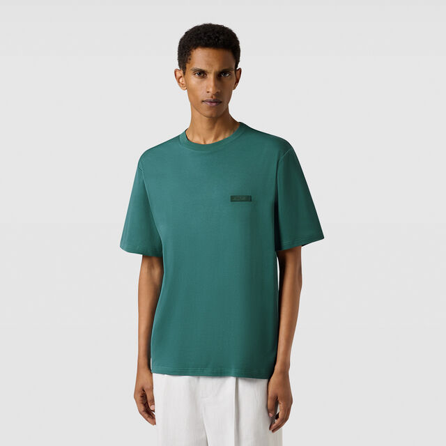 Leather Tab T-Shirt, BLUISH GREEN, hi-res 2