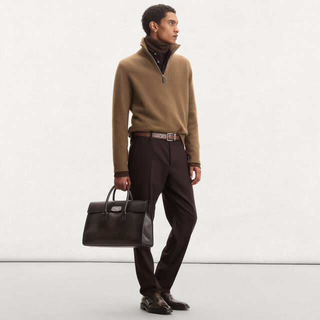 Leather Braiding Half Zip, WALNUT, hi-res 4