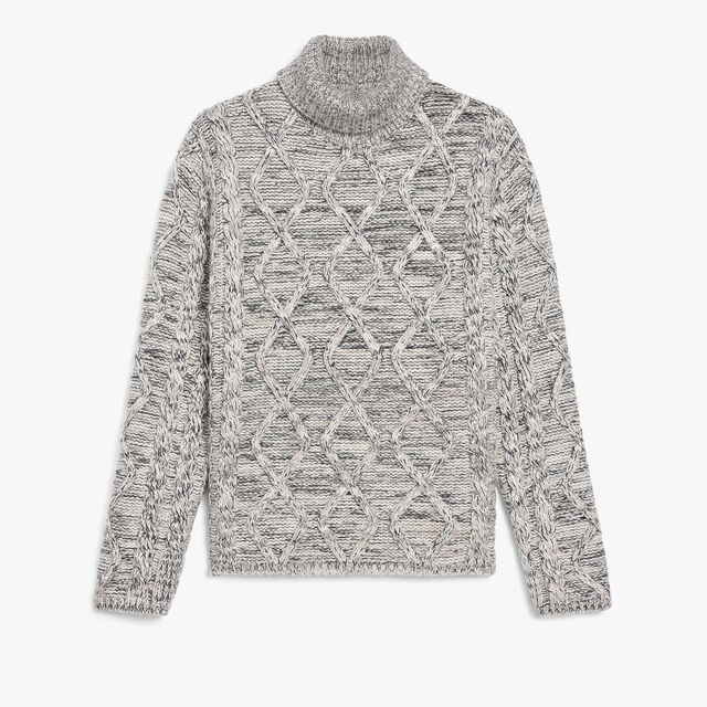 Marl Cables Turtleneck, ECRU / NOIR, hi-res 1