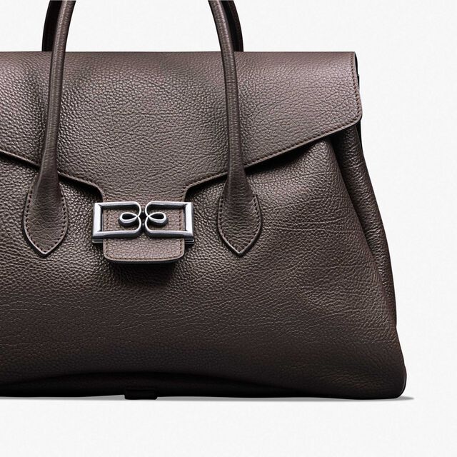B Volute Croisee Leather Travel Bag, DARK BROWN, hi-res 7