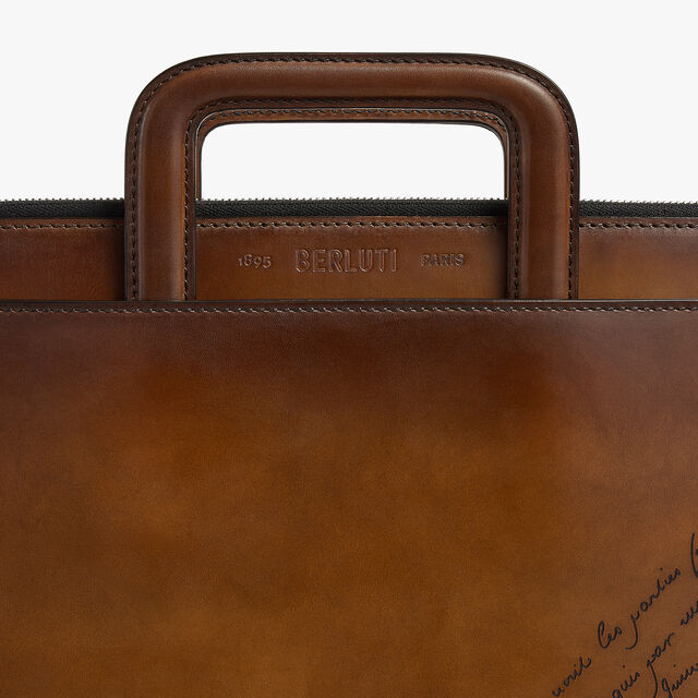 Lift II Scritto Leather Briefcase, CACAO INTENSO, hi-res 7