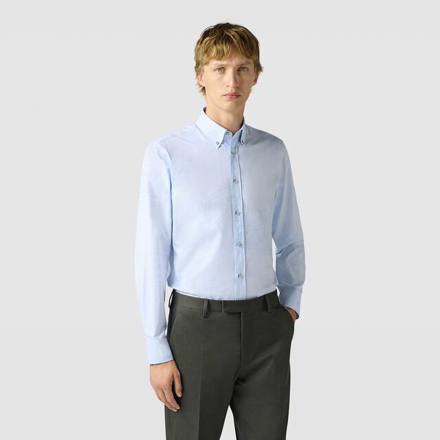 棉质Scritto图纹Alessandro Buttondown衬衫, SKY BLUE, hi-res 2
