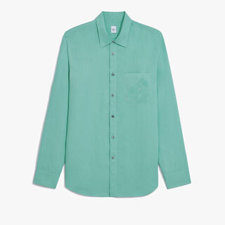 Linen Relaxed Scritto Pocket Shirt, AQUAMARINE, hi-res