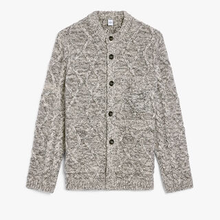 Marl Cables Cardigan, ECRU / NOIR, hi-res