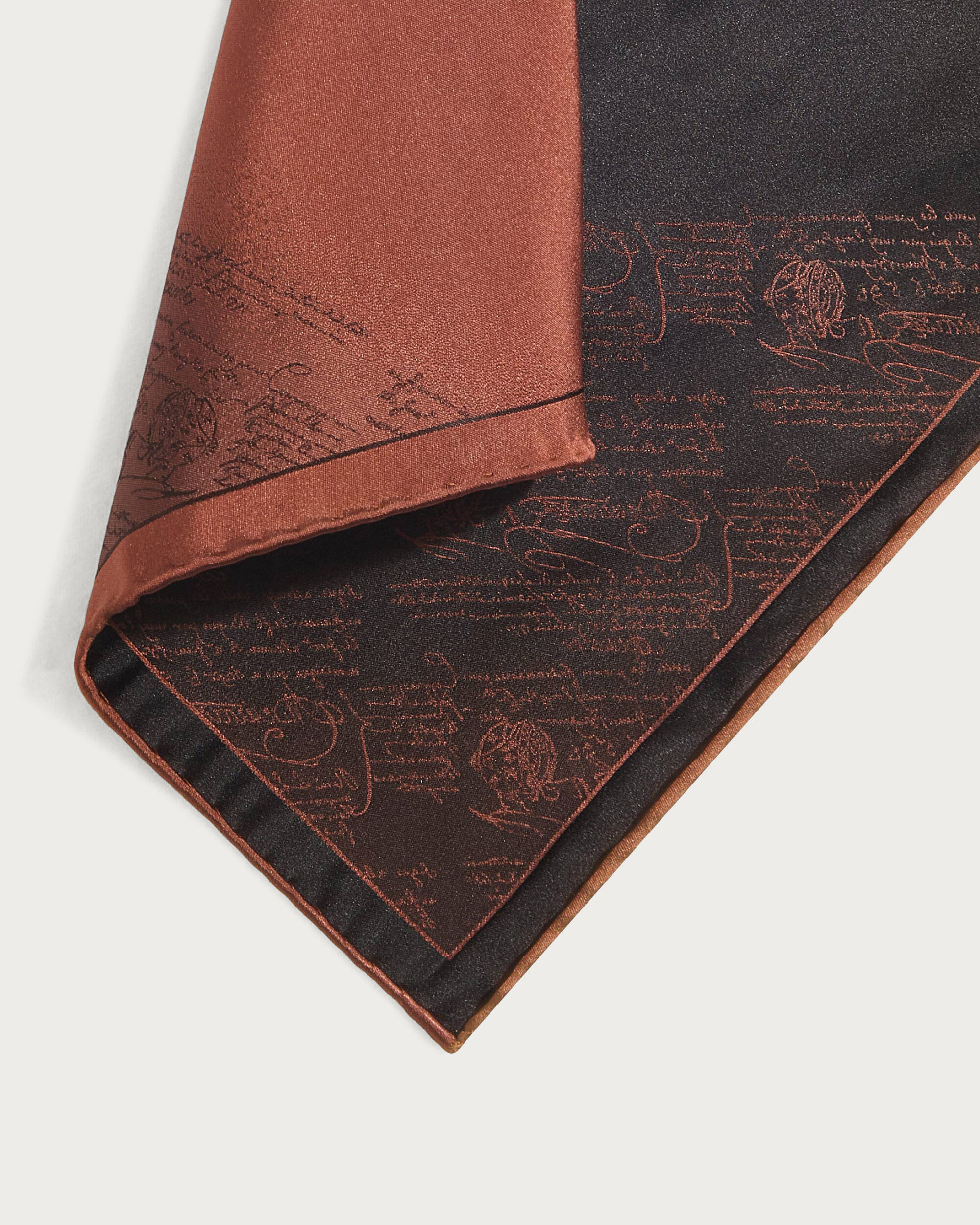 Scritto Pattern Handkerchief, Chestnut Brown, hi-res