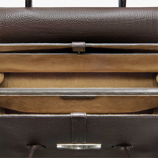 B Volute Croisee Leather Travel Bag, DARK BROWN, hi-res 6