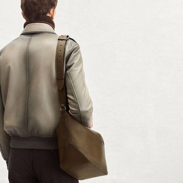 Toujours Soft Zipped Hobo In Leather, DARK KAKI, hi-res 2