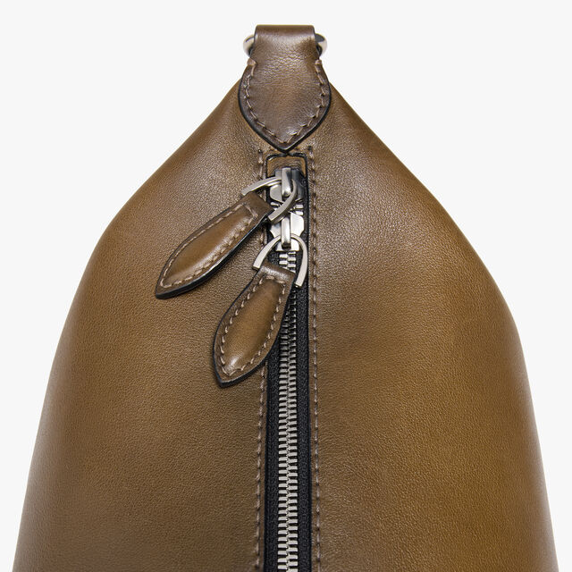 Toujours Soft Zipped Hobo In Leather, DARK KAKI, hi-res 8