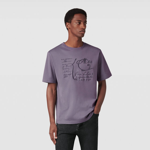 Scritto Embroidered T-shirt, SMOCKY LILAC, hi-res 2