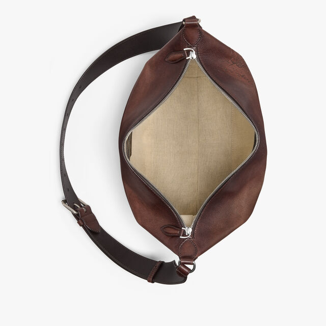 Toujours Soft Zipped Hobo Scritto Leather Messenger, SOFT BROWN, hi-res 9
