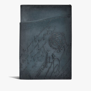 Escale Gradiant Scritto Leather Passport Holder, BLU MINERALE, hi-res